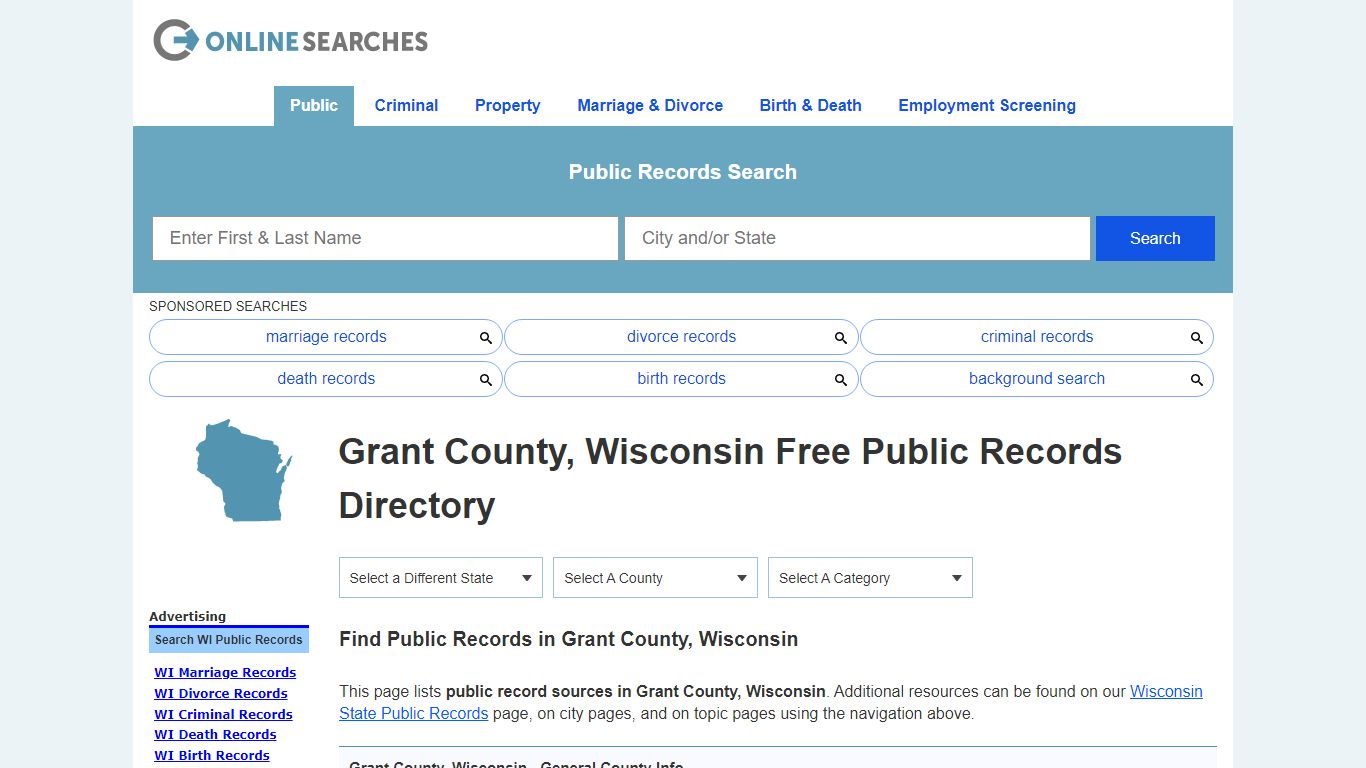 Grant County, Wisconsin Public Records Directory